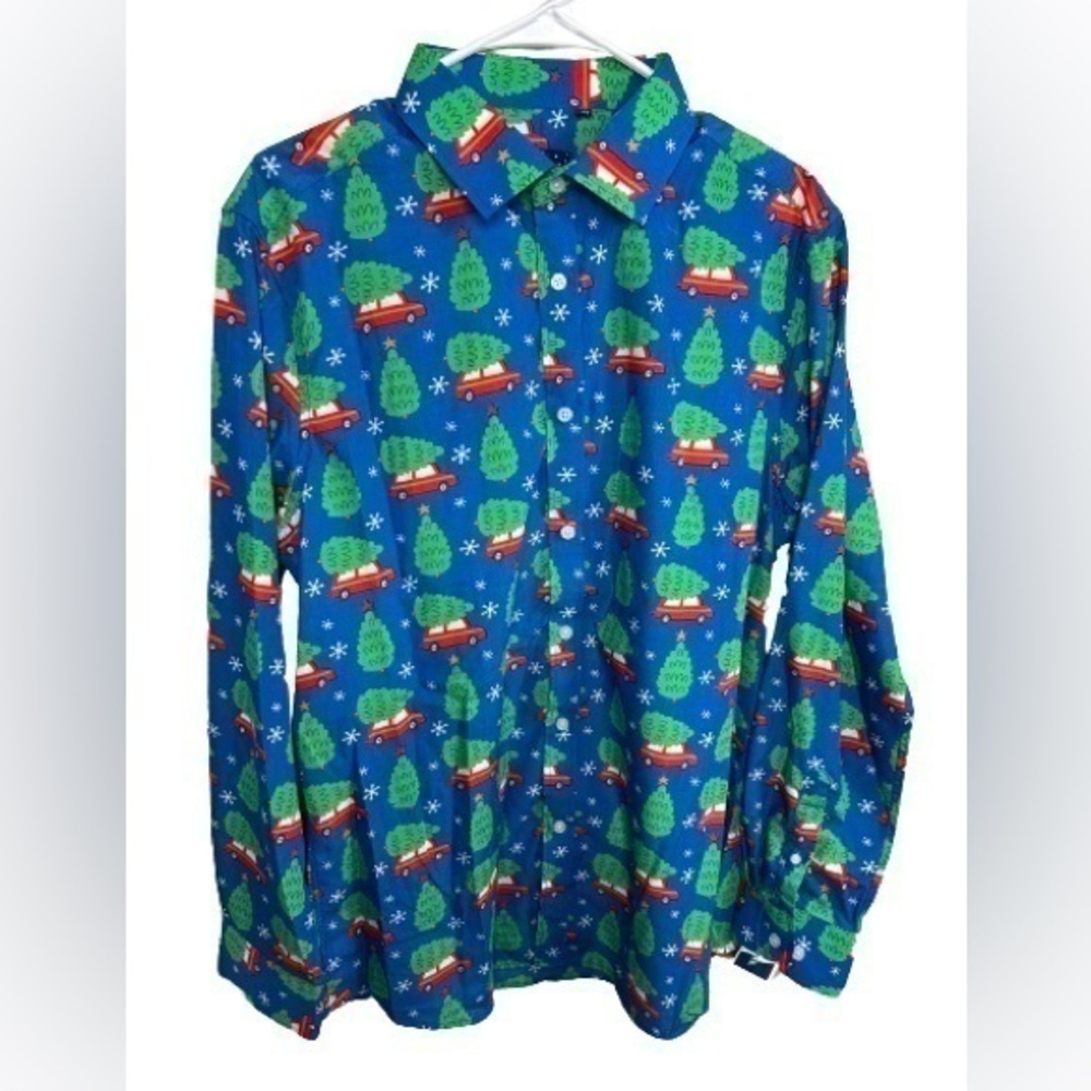 Simon Banks Christmas button front‎ shirt